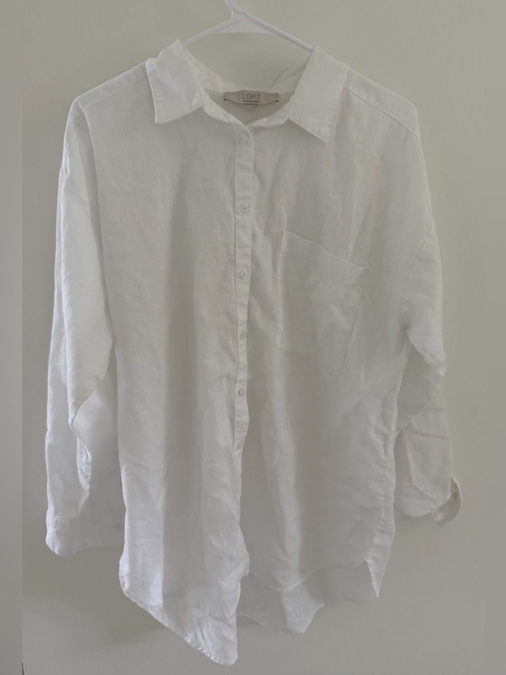LOFT Women’s White Linen Button-Down Shirt